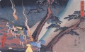 Viajeros por un sendero de montaña por la noche Utagawa Hiroshige Ukiyoe